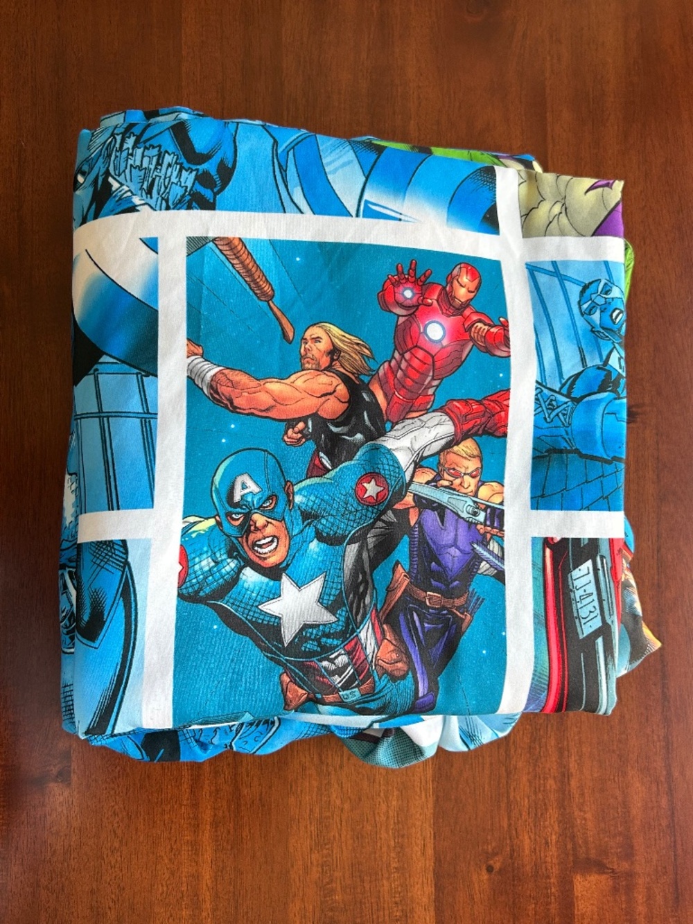 Marvel Avengers Assemble Twin Sheet Set - Blue Comic Panel Design - 2 Pc